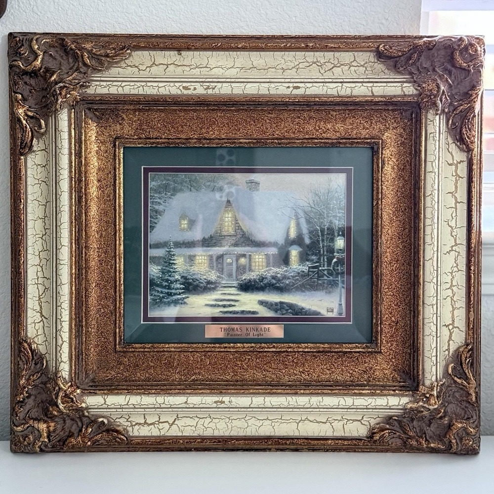 Thomas Kinkade Framed Print Christmas Eve 18" x 16" Frame 8" x 10" Print *READ
